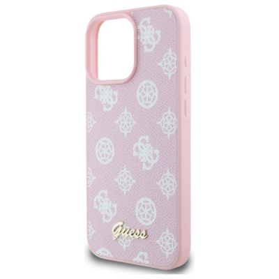 6. Etui Guess Peony Script MagSafe na iPhone 16 Pro Max - różowe