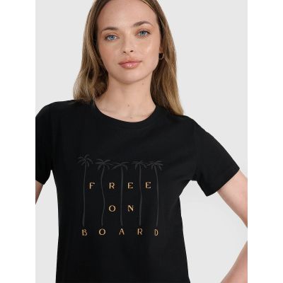 4. T-shirt regular z nadrukiem damski 4F 4FRSS25TTSHF3162-20S