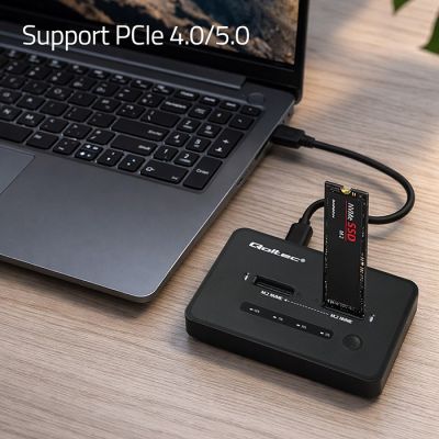 7. Qoltec Stacja dokująca dysków SSD M.2 NVMe| PCIe | USB-C | 20Gb/s | DUAL 2 x 8TB | klonowanie offline