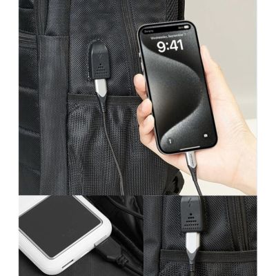 5. Plecak wodoodporny na laptopa Vention KRK 20l z portem USB i blokadą antykradzieżową czarny