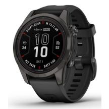 Zegarek Garmin Fenix 7S Pro 42mm Sapphire Solar szary tytanowy DLC z czarnym paskiem