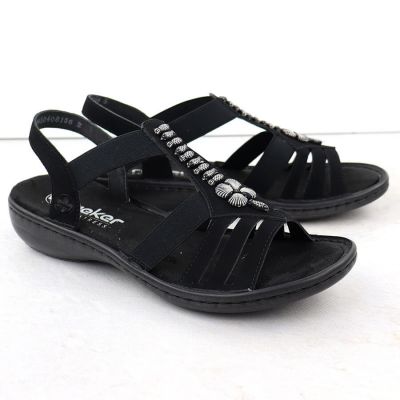 3. Sandały damskie rzymianki czarne Rieker 60806-00