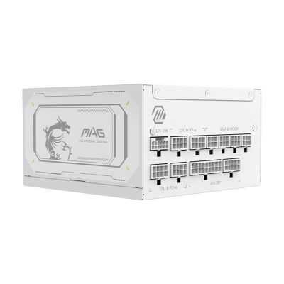 6. MSI MAG A1000GL PCIE5 WHITE moduł zasilaczy 1000 W 24-pin ATX ATX Biały