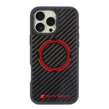 Etui Audi Carbon Fiber Sport Red Circle MagSafe na iPhone 16 Pro Max 6.9" - czarne