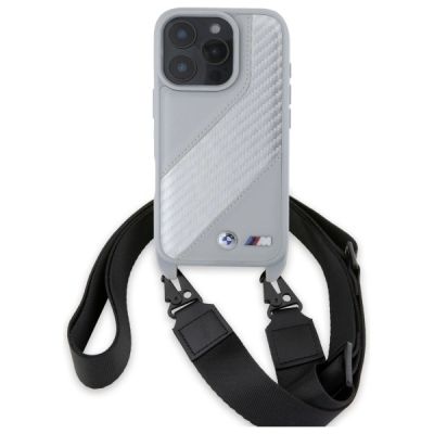 2. Etui BMW M Edition Carbon Stripe & Strap na iPhone 16 Pro - szare