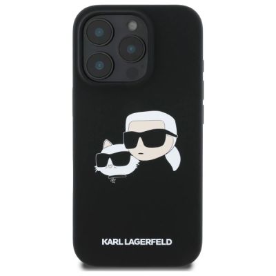 3. Etui Karl Lagerfeld Silicone nauble Heads Print MagSafe na iPhone 16 Pro - czarne