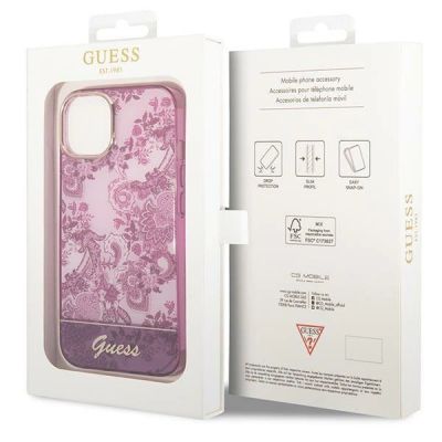 8. Etui Guess Porcelain Collection na iPhone 14 Plus - fuksjowe