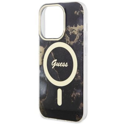 6. Etui Guess Golden Marble MagSafe na iPhone 14 Pro Max - czarne