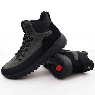 3. Skórzane trapery męskie wodoodporne szare Rieker U0174-42