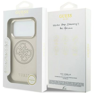 8. Etui Guess Perforated 4G MagSafe na iPhone 17 Pro Max - beżowe