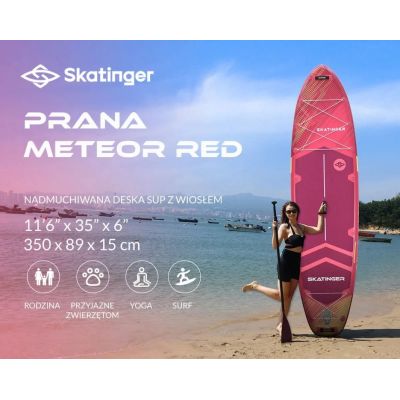 2. Deska SUP SKATINGER Prana Meteor Red 350x89x15 cm