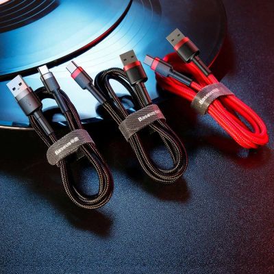 6. Kabel Baseus Cafule USB-A / USB-C QC 3.0 3A 0.5 m - czarno-szary