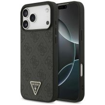 Etui Guess Leather 4G Triangle Strass MagSafe na iPhone 17 Pro Max / 18 Pro Max - czarne