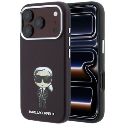 2. Etui Karl Lagerfeld Smooth Ikonik Sketch MagSafe do iPhone 18 Pro / 17 Pro - burgundowe