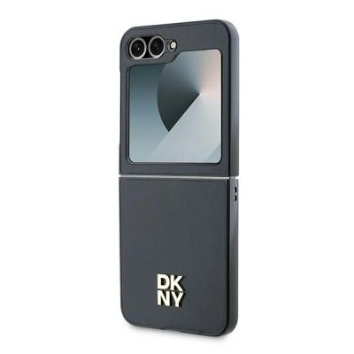 6. Etui DKNY Leather Metal Stack Logo na Samsung Galaxy Z Flip 6 - czarne