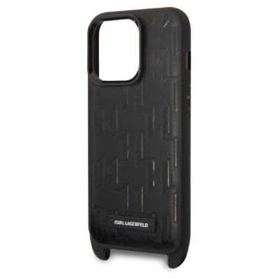 5. Etui Karl Lagerfeld Monogram Plaque Logo Strap na iPhone 14 Pro - czarne