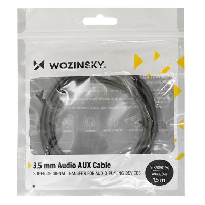 5. Wozinsky kabel AUX kątowy (męski-męski) kabel mini jack 2 m czarny