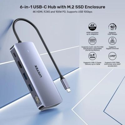 6. UNITEK AKTYWNY HUB USB-C 10GBPS,M.2,HDMI, PD 100W