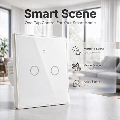 6. QOLTEC WŁĄCZNIK/WYŁĄCZNIK ŚWIATŁA | DOTYKOWY 2-KANAŁOWY | WI-FI | TIMER | TUYA | BIAŁY