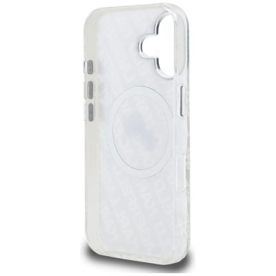 7. Etui Karl Lagerfeld IML Glitter Karl & Choupette Heads Logo MagSafe na iPhone 16 - szare
