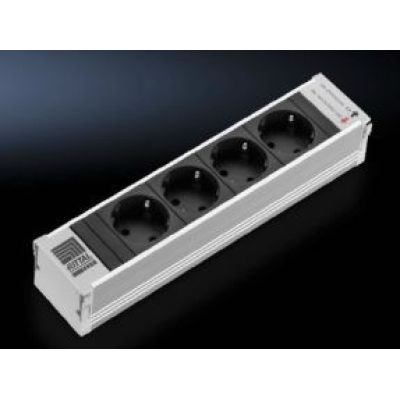 2. Rittal DK 7856.100 rozgałęziacz 4 x gniazdo sieciowe Wewnętrzna Aluminium, Czarny