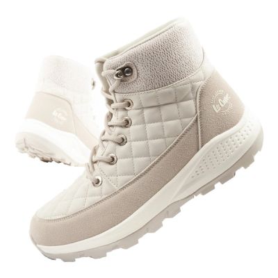Lee Cooper buty sportowe damskie zimowe trekkingowe ocieplane kremowe skóra ekologiczna