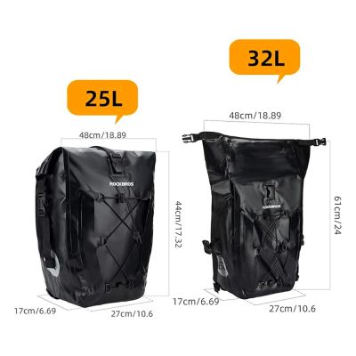 6. Torba rowerowa Rockbros 30140022001 wodoodporna na bagażnik - czarna