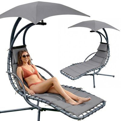 15. HUŚTAWKA FOTEL BUJANY Z PARASOLEM LIZBONA SZARA