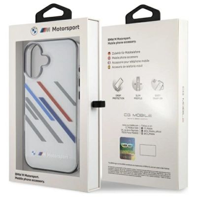 8. Etui BMW Motosport IML Random Stripes na iPhone 16 - szare