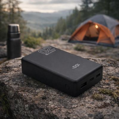 8. EVERACTIVE POWERBANK 20 000MAH, 1X USB, 2X USB-C, 20W, QC4+, WYŚWIETLACZ LCD, CZARNY EB-22QB