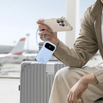 5. Powerbank Baseus EnerFill FC31 20000mAh 22.5W z wyświetlaczem cyfrowym z 2 wbudowanymi kablami - niebieski