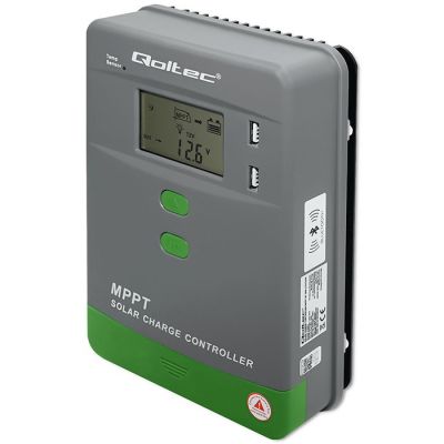 10. Solarny regulator ładowania MPPT Qoltec 53665 z czujnikiem temperatury 60A |12V / 24V | LCD | Bluetooth | APP | GEL | LiFePO4