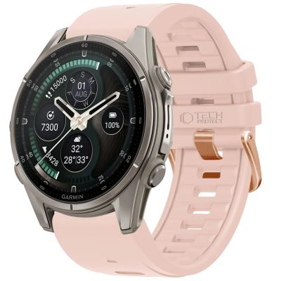Pasek Tech-Protect Silicone na Garmin Fenix 5S / 5S Plus / 6S / 6S Pro / 7S / 8 / 9 / 9 Pro (43 mm) - różowy
