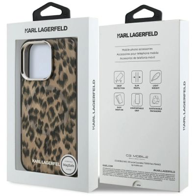 8. Etui Karl Lagerfeld IML Leopard Pattern MagSafe do iPhone 16 Pro Max - brązowe