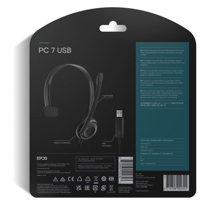 8. Słuchawki nauszne przewodowe Epos PC7 USB-A Mono