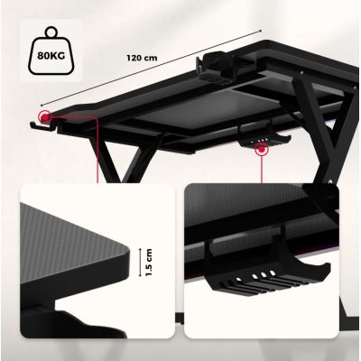 7. Biurko gamingowe Huzaro Hero 2.4 RGB Black