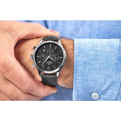 4. Zegarek Męski Giewont Chronograph Sapphire Czarno Srebrny GW6310-A2