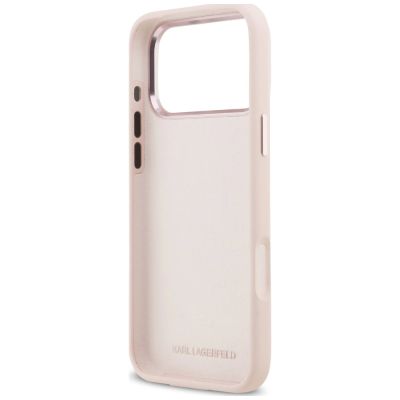 7. Etui Karl Lagerfeld Silicone Choupette Metal Pin na iPhone 18 Pro Max / 17 Pro Max - różowe