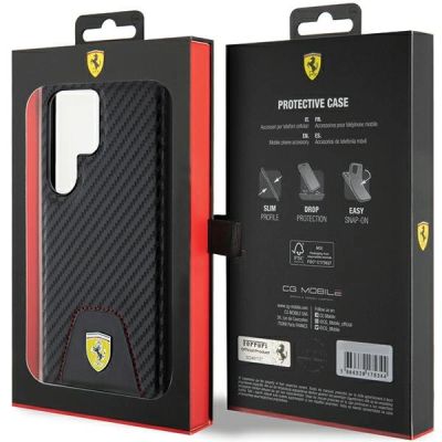 8. Etui Ferrari Carbon Stitched Bottom na Samsung Galaxy S24 Ultra - czarne
