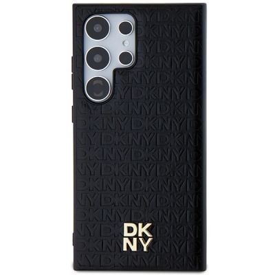 3. Etui DKNY Leather Pattern Metal Logo MagSafe na Samsung Galaxy S24 Ultra - czarne