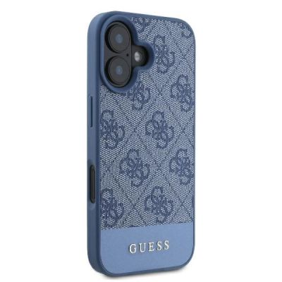 4. Etui Guess 4G Bottom Stripe na iPhone 16 - niebieskie