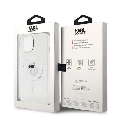 8. Etui Karl Lagerfeld IML Choupette MagSafe na iPhone 15 - przezroczyste
