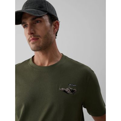 3. T-shirt regular z nadrukiem męski 4F 4FKAW26TTSHM4477-043S