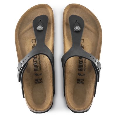 9. Japonki damskie/męskie Birkenstock Gizeh NU Oiled Black Regular olejowana skóra na szeroką stopę (0845251)