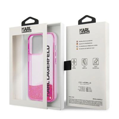 8. Etui Karl Lagerfeld Liquid Glitter Elong na iPhone 14 Pro Max - różowe