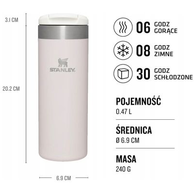 3. Stanley kubek termiczny AEROLIGHT 0,47 l - ROSE QUARTZ METALLIC