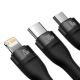 3. Baseus Flash Series II kabel USB Typ C / USB Typ A - USB Typ C / Lightning / micro USB 100 W 1,2 m czarny (CASS030101)