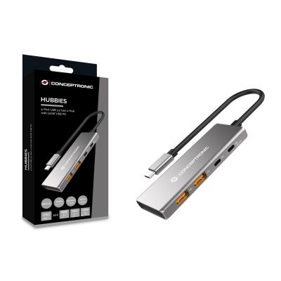 3. Conceptronic HUBBIES15G huby i koncentratory USB 3.2 Gen 2 (3.1 Gen 2) Type-C 10000 Mbit/s Szary