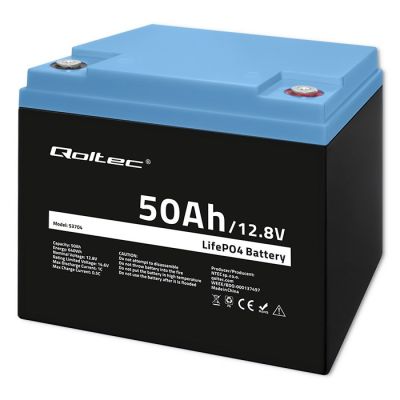 7. QOLTEC AKUMULATOR LIFEPO4 LITOWO-ŻELAZOWO-FOSFORANOWY | 12.8V | 50AH | 640WH | BMS