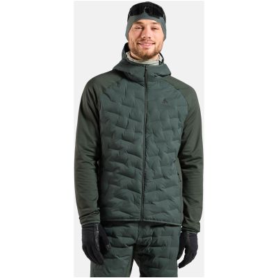 3. Kurtka hybrydowa męska Odlo Mid layer hoody full zip ZEROWEIGHT INSULATOR zielona